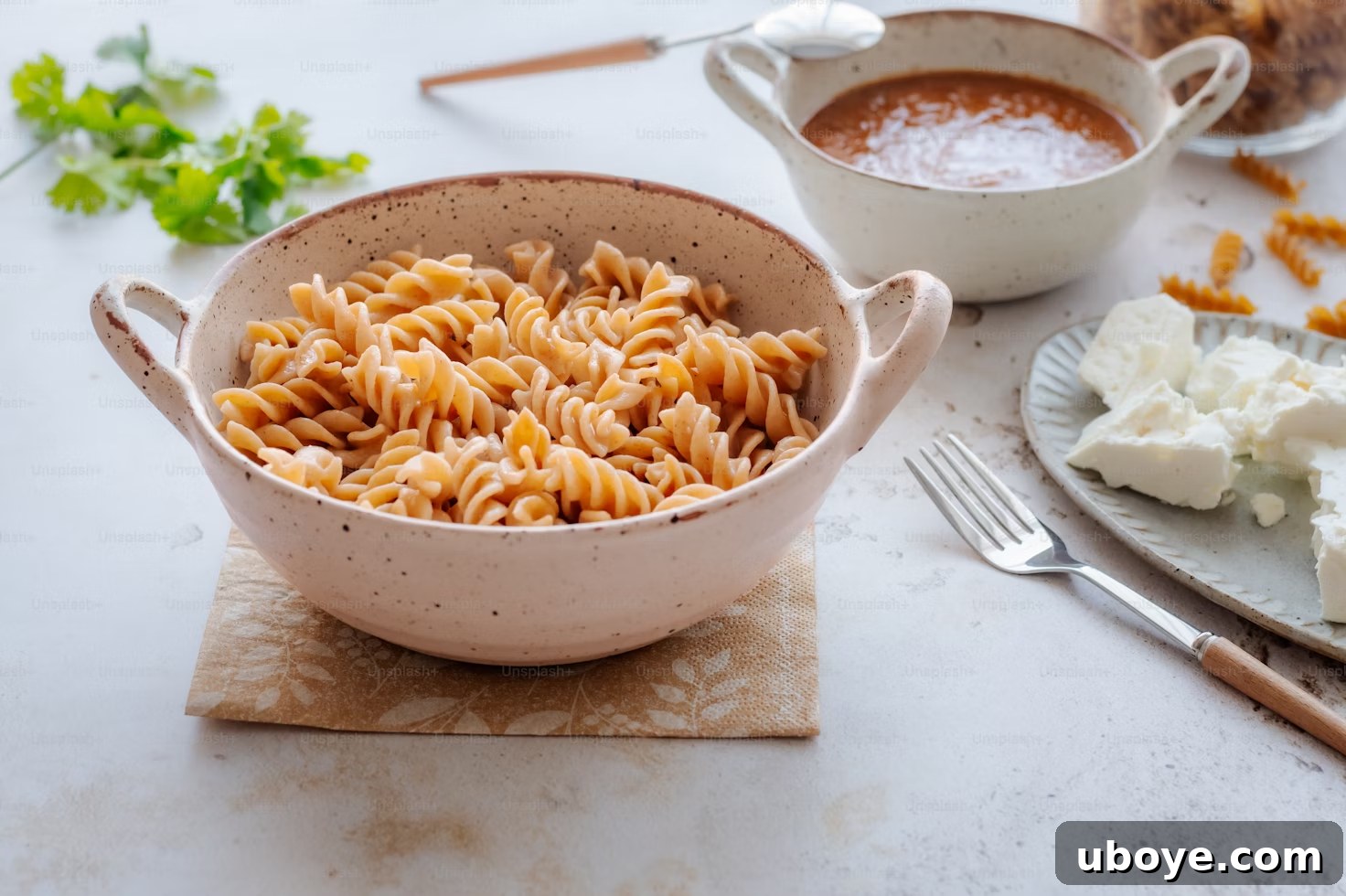 Spiral-shaped Fusilli pasta