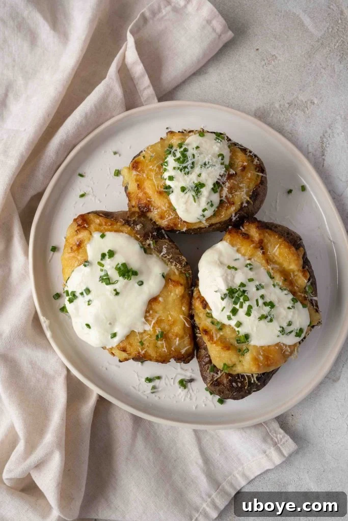 Garlic butter jacket potatoes with crispy skin