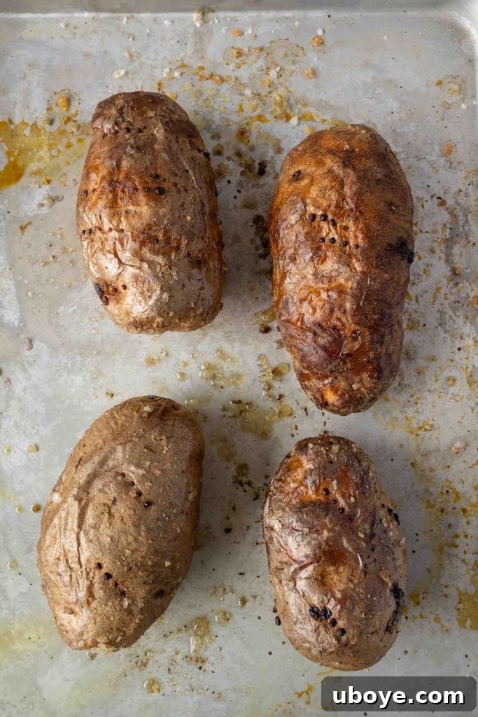 Jacket potatoes baking in the oven