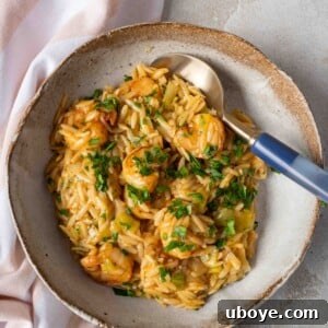 Lemony shrimp orzo