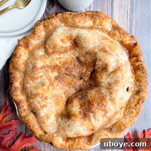 vegan apple pie on a wood table