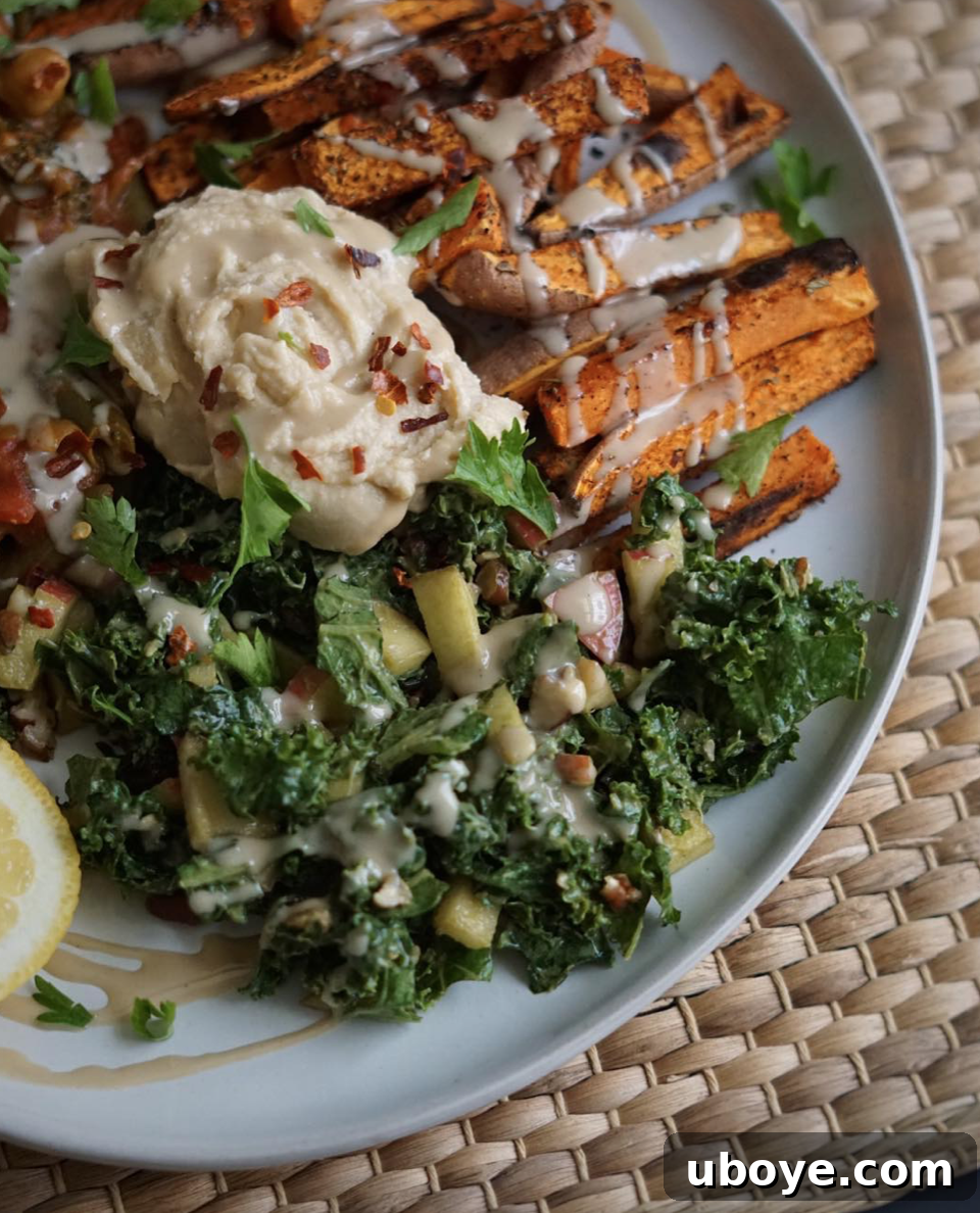 Effortless Kale Delight 6 A final close-up of the delicious Simple Kale Salad, emphasizing its inviting texture and appetizing presentation.