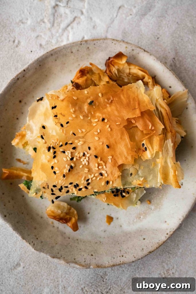 Beautifully presented Spanakopita on a platter