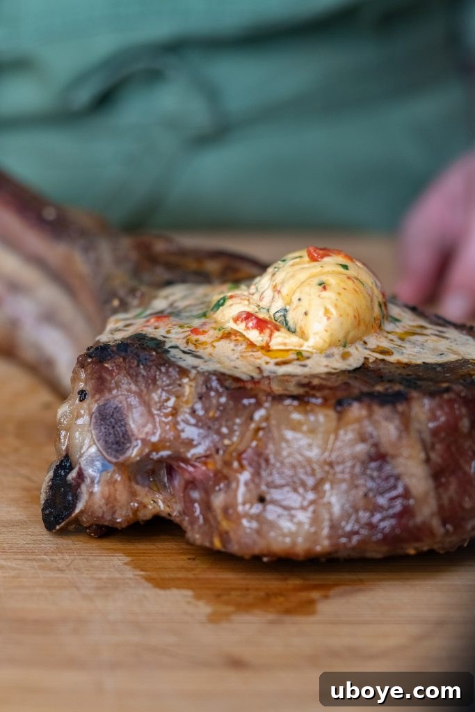 Ribeye steak ready for cooking after reaching room temperature