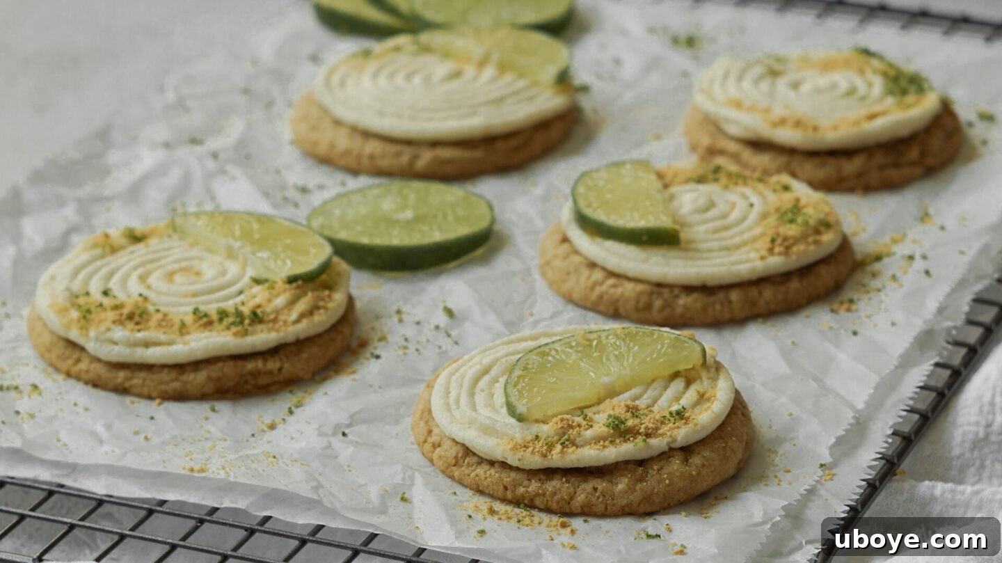 Key Lime Pie Cheesecake Cookies on a white plate