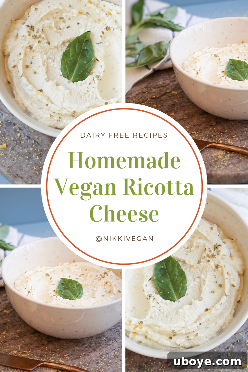 Overhead shot of a bowl of vegan ricotta, with some spread on a cracker, highlighting its deliciousness