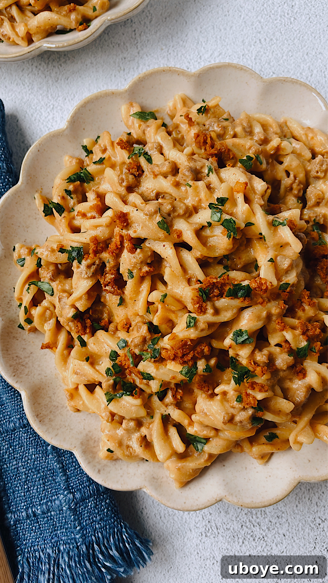 Delicious One-Pot Vegan Cheeseburger Macaroni Helper in a large pot