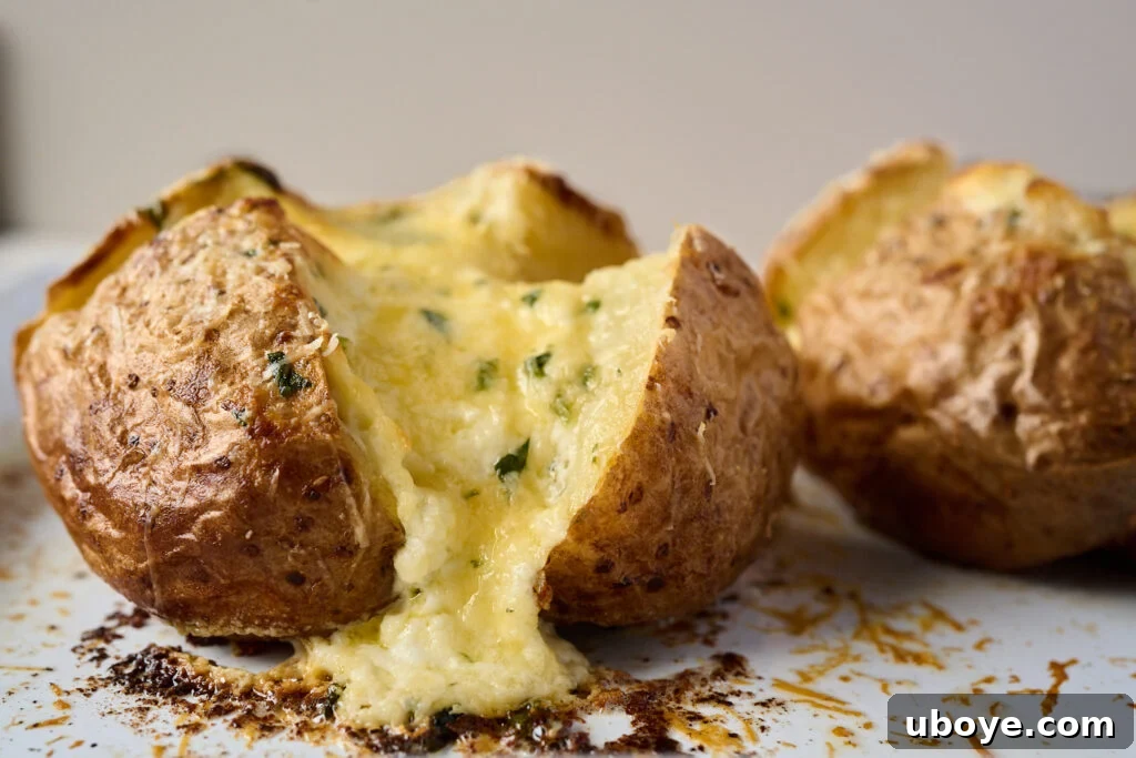 Creamy Garlic Baked Potatoes 4 Array of fresh ingredients for garlic and cream cheese baked potatoes