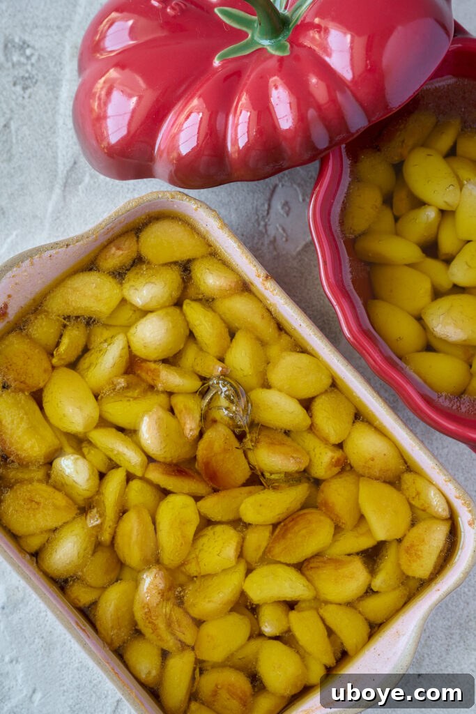 Creamy Garlic Baked Potatoes 5 Jar of homemade garlic confit in olive oil